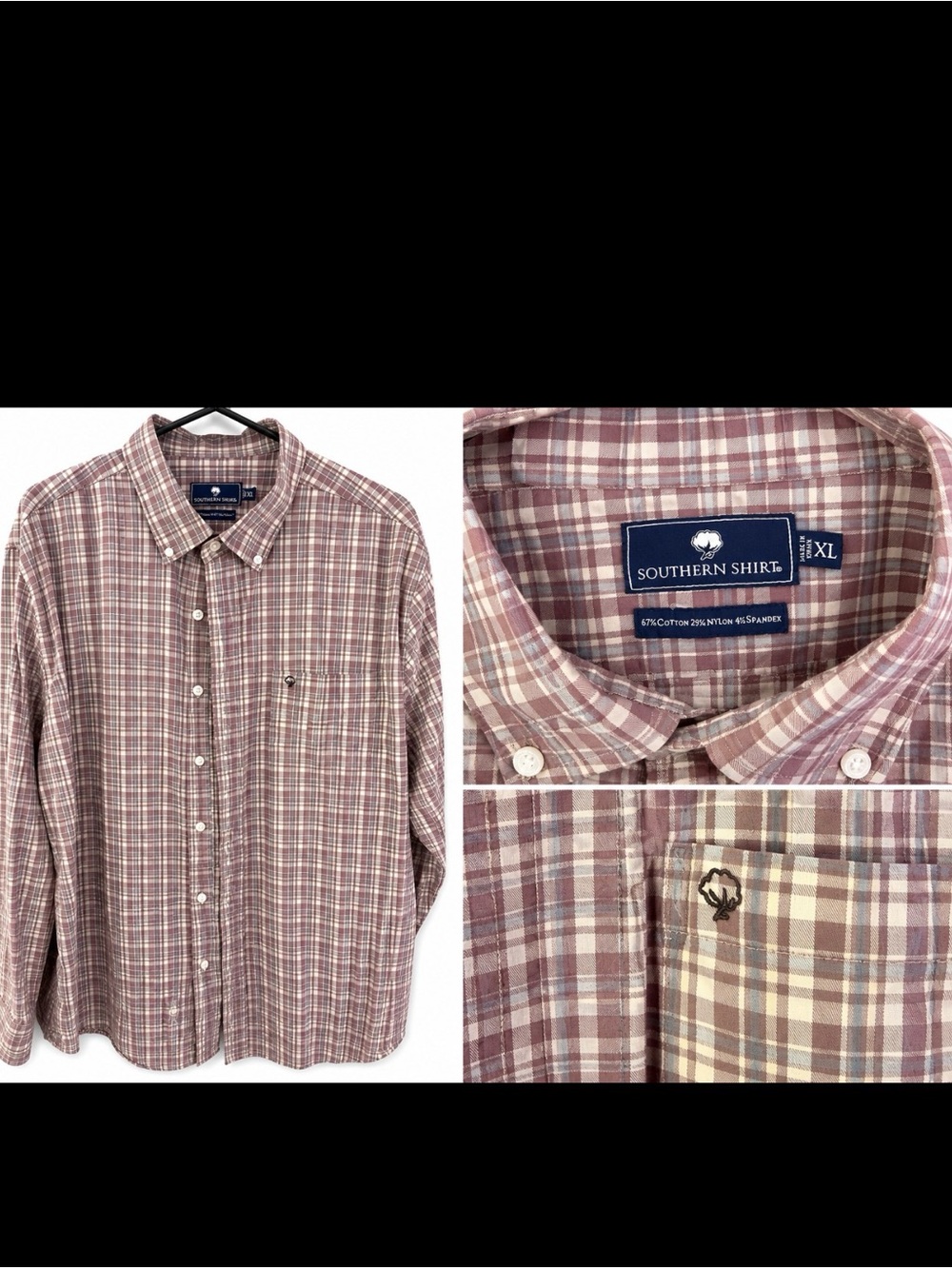 The Southern Shirt Company Men's Plaid Button-Down Shirt - Maroon & Cream